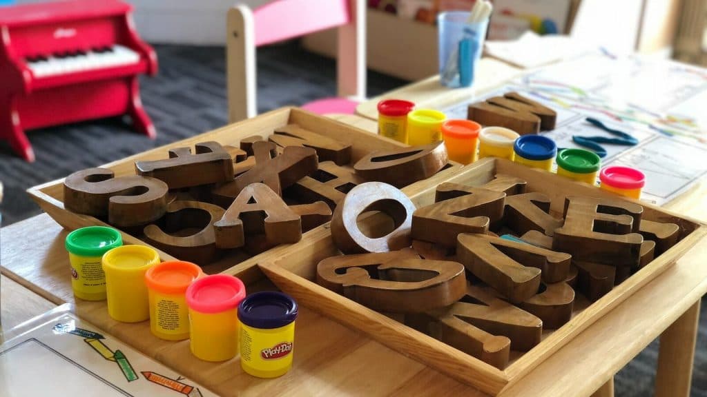 brown letters on table