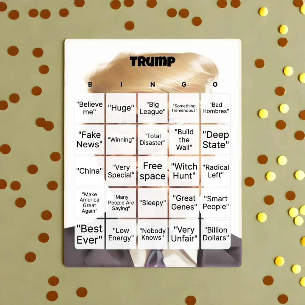 trump bingo with gold polka dots